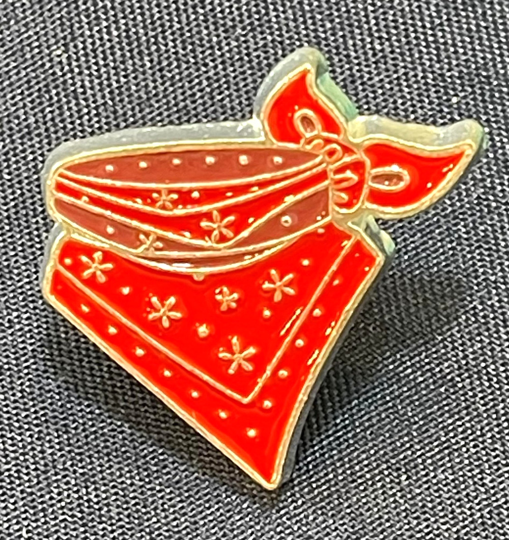 NWOT Red Bandana Brooch Lapel Pin Enamel Western Scarf Cowboy Rodeo Pin